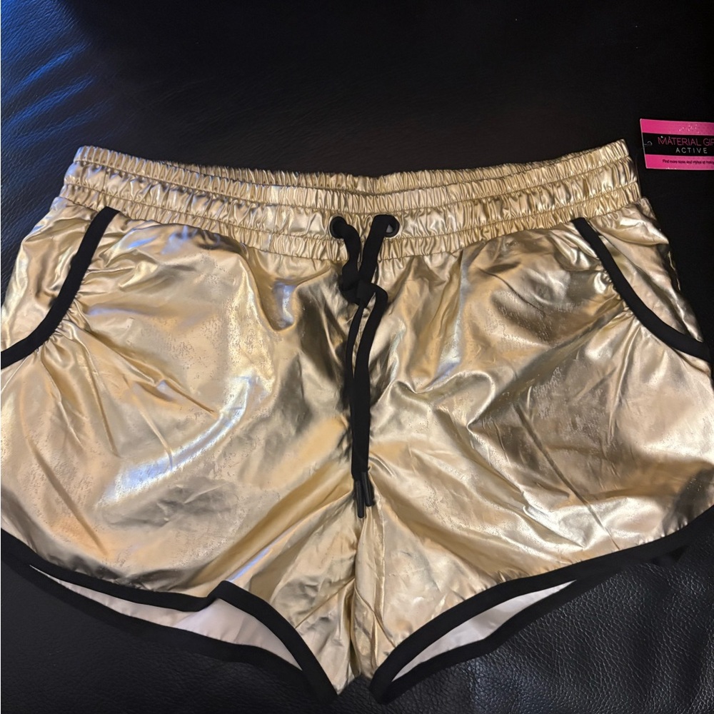 Material Girl Metallic Gold Athletic Shorts